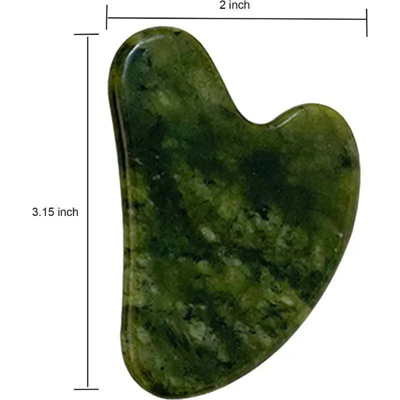 US Shipping Gua Sha Tool Natural Jade Stone Dark Green Facial Massage Skincare