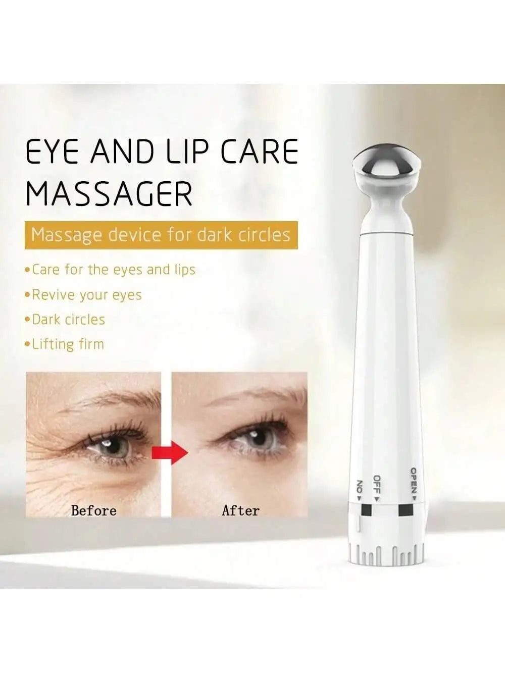 Mini Electric Vibration Eye Massager Wrinkle Dark Circle Pen Removal Rejuvenation Eye Massager Battery-powered (Without Bat)