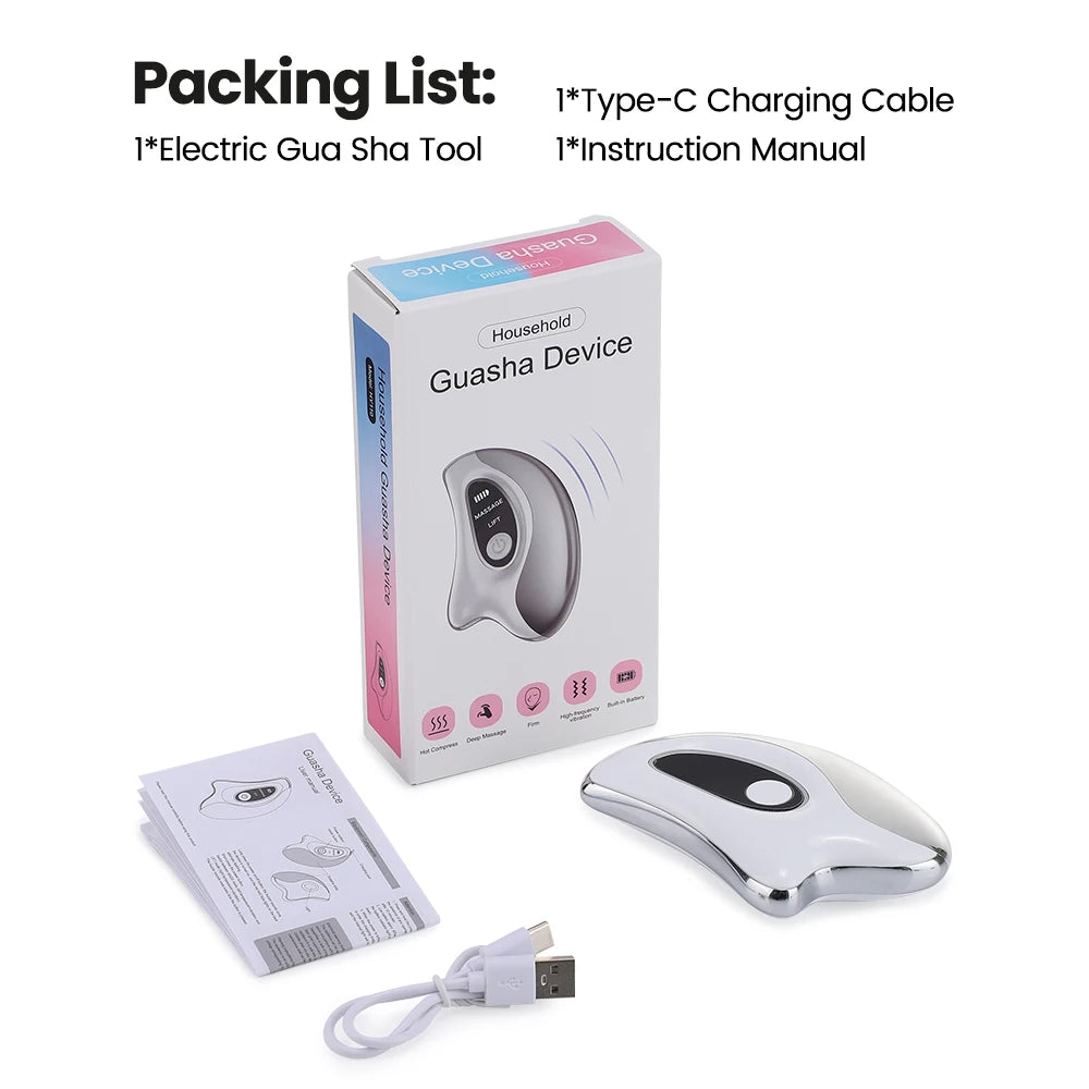 Electric GuaSha Face Hot Compress Vibration Massager Facial Lifting Double Chin Remove Guasha Board Scraping Neck Lift Machine
