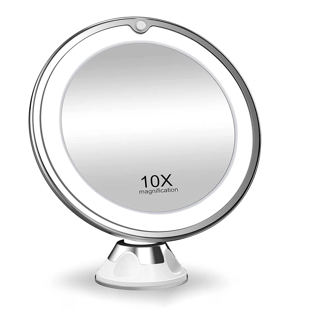 Makeup Mirror with LED Fill Light, 10x Magnification, Upright, Essential for Desktop, Makeup Easier, Vanity Mirror, Round