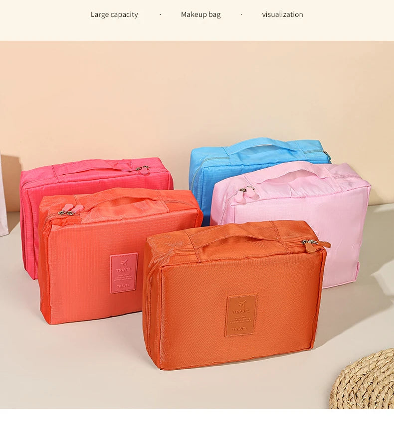 Waterproof Makeup & Toiletries Travel Bag for Women - Portable Cosmetic Organizer