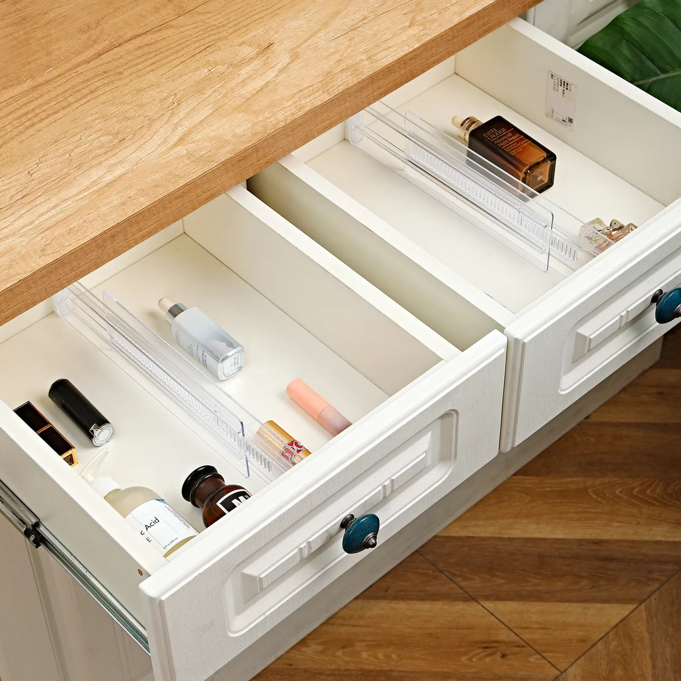 Drawer Dividers, 6Pack Adjustable Drawer Organizer, Clear Expandable Dresser Organizer for Clothes Kitchen Utensils Tableware Dr
