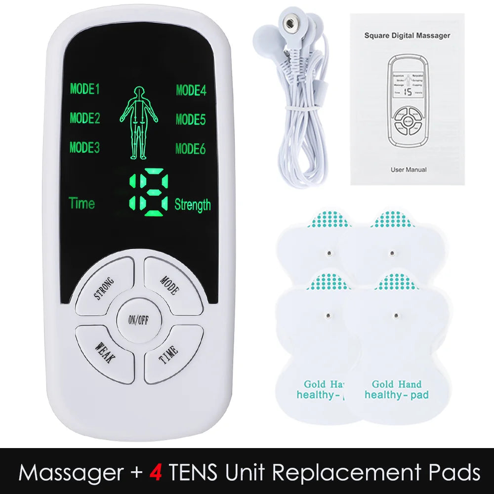 Electric Muscle Stimulator 6 Modes Mini Cervical Spine Massager Meridian Body Massage Device for Pain Relief Electroestimulador