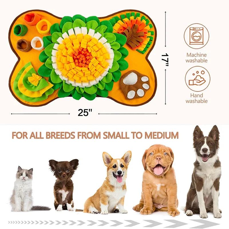 Pet Dog Snuffle Mat, Interactive Sniff Mat Feeding Mat for Dogs, Slow Feeder Dog Treat Mat for Stress Relief, Dog Birthday Gift