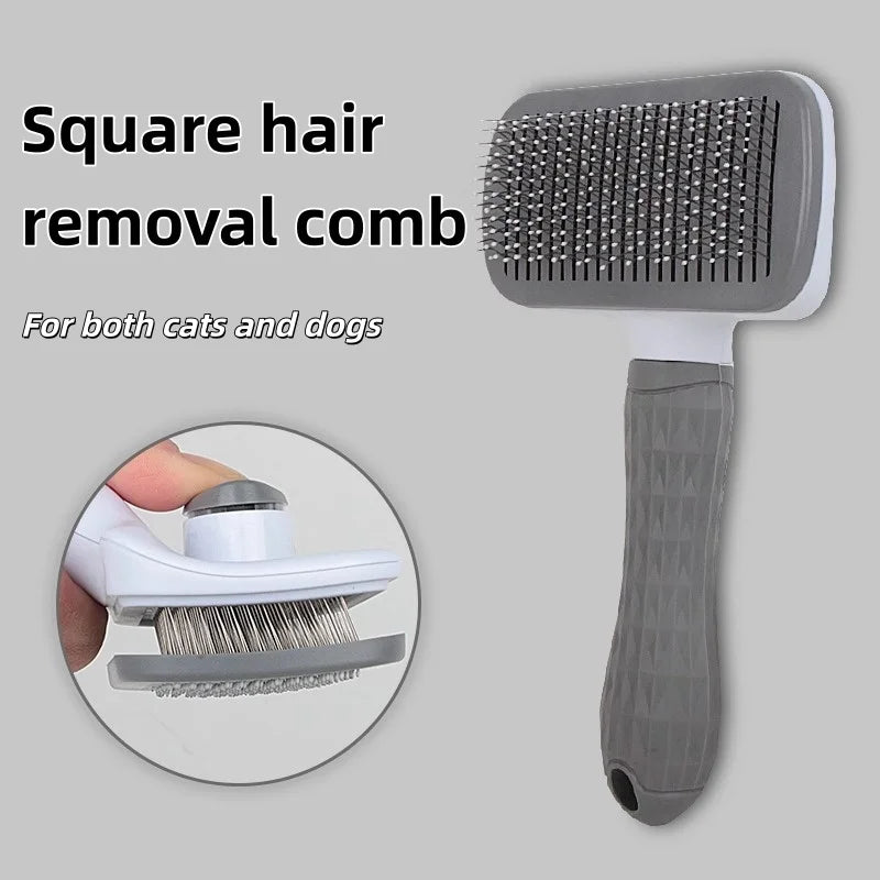 One Button Self Cleaning Pet Brush for Dogs Cats, Gentle Slicker Brush Removes Loose Undercoat, No Scratch Grooming Tool