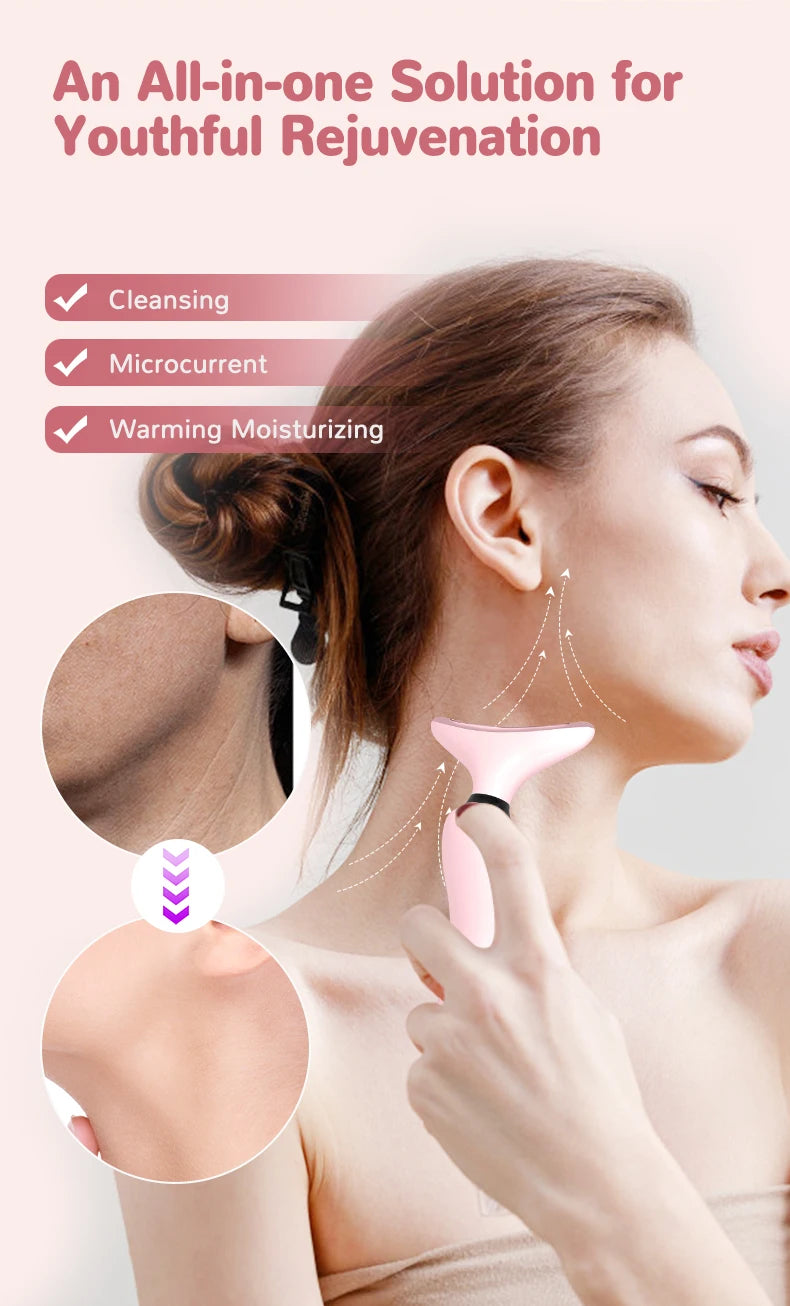 7 Colors LED Lights Face Neck Beauty Device Vibration Massage Improve Neck Lines Reduce Double Chin Neck Lifting Massager