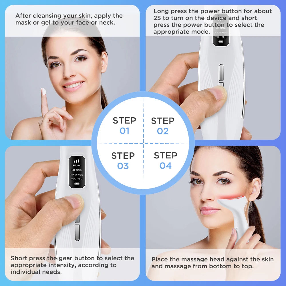 7 Colors LED Lights Face Neck Beauty Device Vibration Massage Improve Neck Lines Home Use Face Lifting Machine 7 Modes 3 Levels