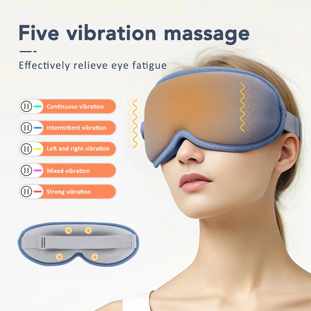 Cordless Heated Eye Mask - 3 Levels Hot Compress, Intelligent Timing Electric Mask for Dry Eyes Relief & Sleeping