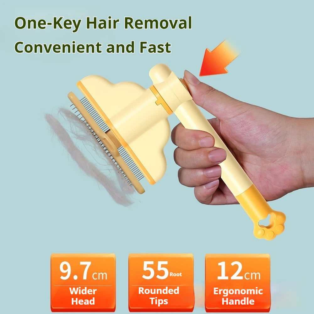 Rotating Pet Comb Self Cleaning Slicker Brush One Click Hair Release Fine Dense Pin Comb for Cats Dogs Shedding Brush