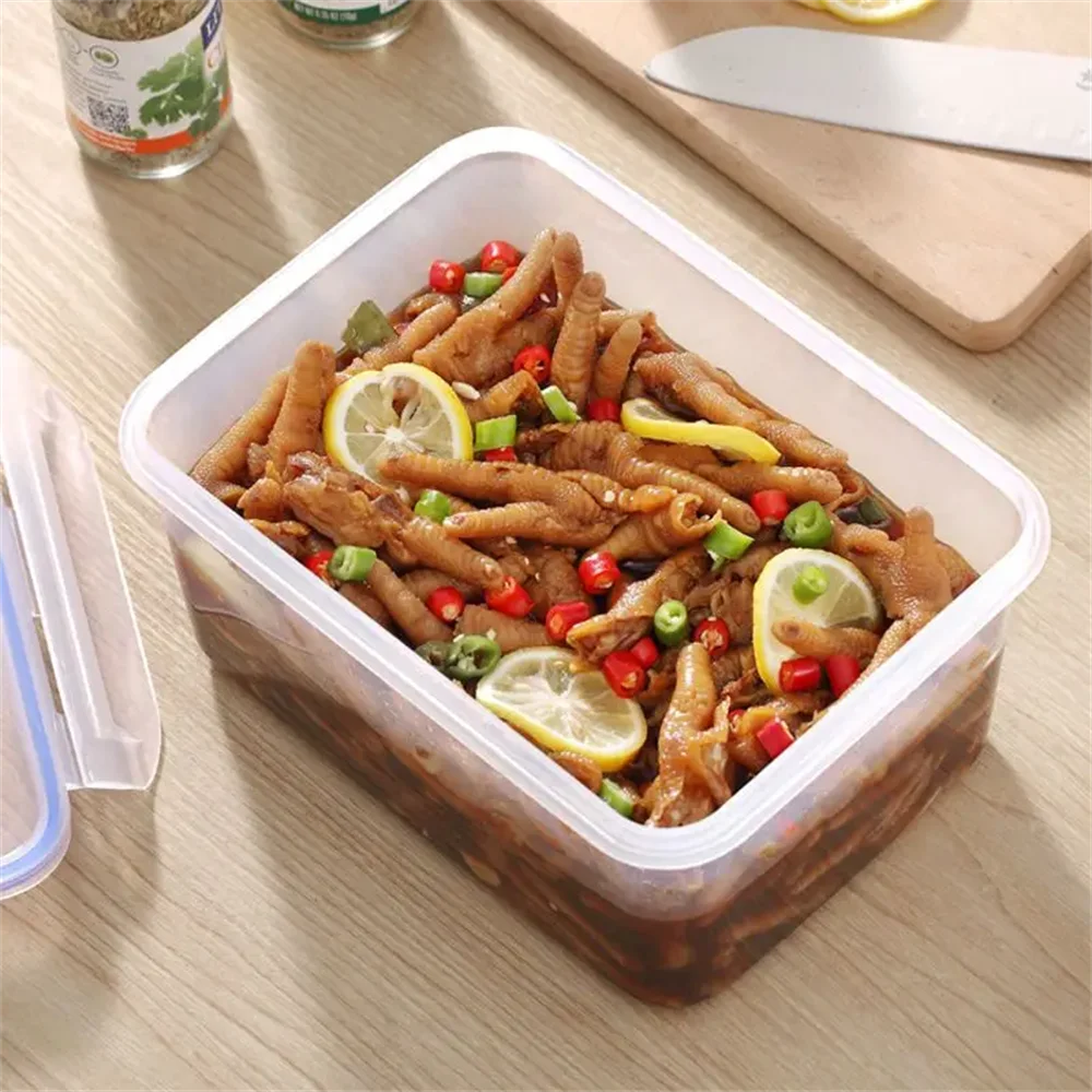 1/4pack Food Storage Containers Transparent Kitchen Organization Boxes with Lids Stackable Fridge Pantry Storage Bins for Grains