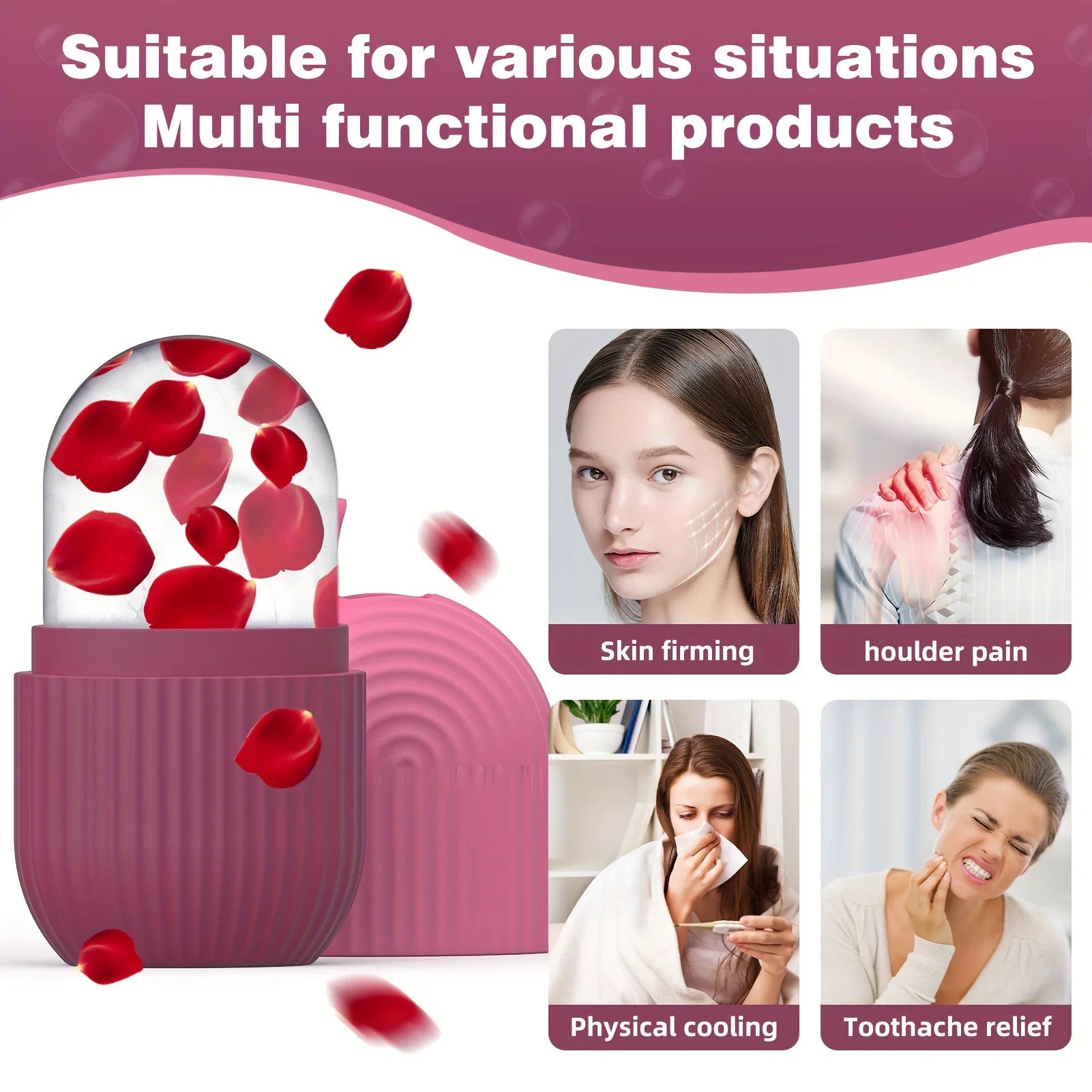 Face and Eye Ice Roller, Face Beauty Ice Roller, Facial Ice Massage Beauty Silicone, Reusable Leakproof Skin Care Tool