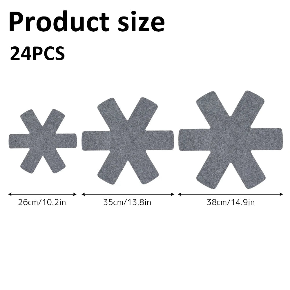 Pot and Pan Protectors 12/24Pcs Pot Dividers Pad Non-woven 3 Sizes Pans Separator Pads for Protecting Separators Pads Cookware