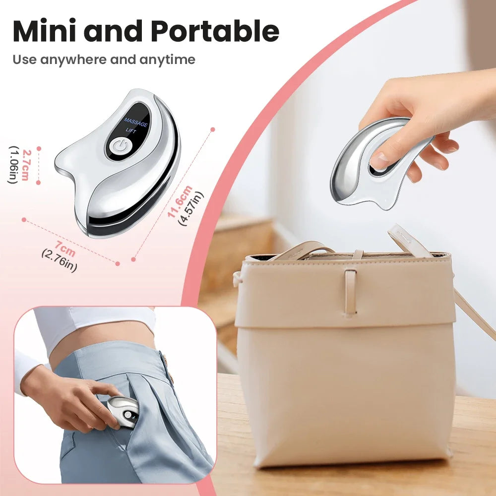 Electric GuaSha Face Hot Compress Vibration Massager Facial Lifting Double Chin Remove Guasha Board Scraping Neck Lift Machine