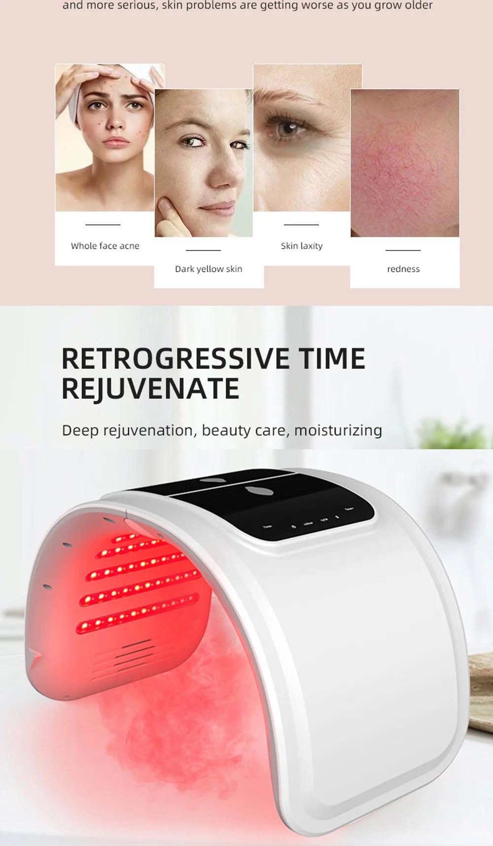 7 Colors LED Mask PDT LED Mask Light Therapy Skin Care Tools Beauty Health Facial Masks Red Light Therapy Wrinkle Remove Lamp