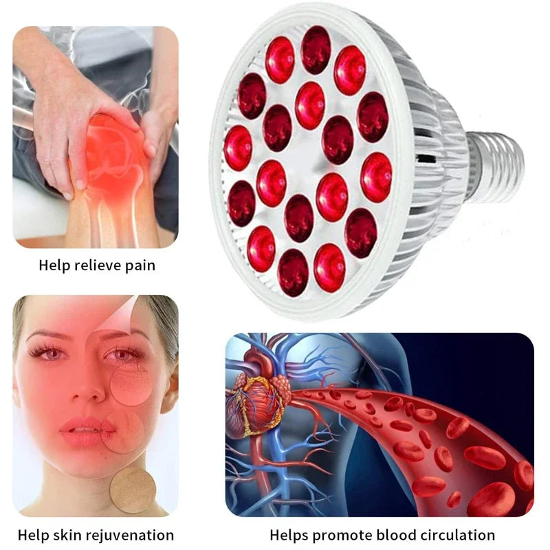 Red Light Therapy Bulb With Lamp Clip LED 660nm Red and 850nm Near Infrared Combo Therapy Device for Skin Care Pain Relief