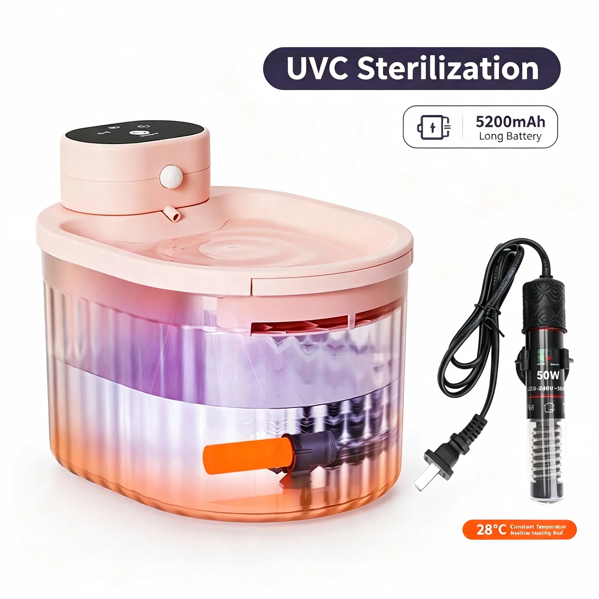Cat Water Fountain with Auto Filter Transparent Anti-Dry Burning Recirculating Dispenser Includes Pump for Cats
