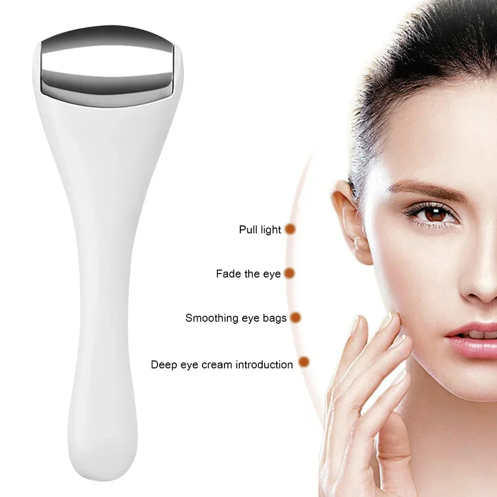1pcs Facial Metal Ice Roller Stainless Steel White Mini Eye Metal Ice Roller for Mini Eye Puffiness Tighten Skin Care Tool