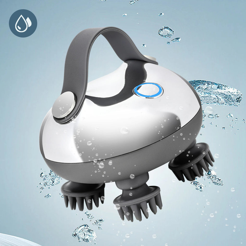 Electric Scalp Massager with 8 Silicone Massage Heads Scalp Kneading Vibrating Device IPX7 Waterproof for Body Relaxation