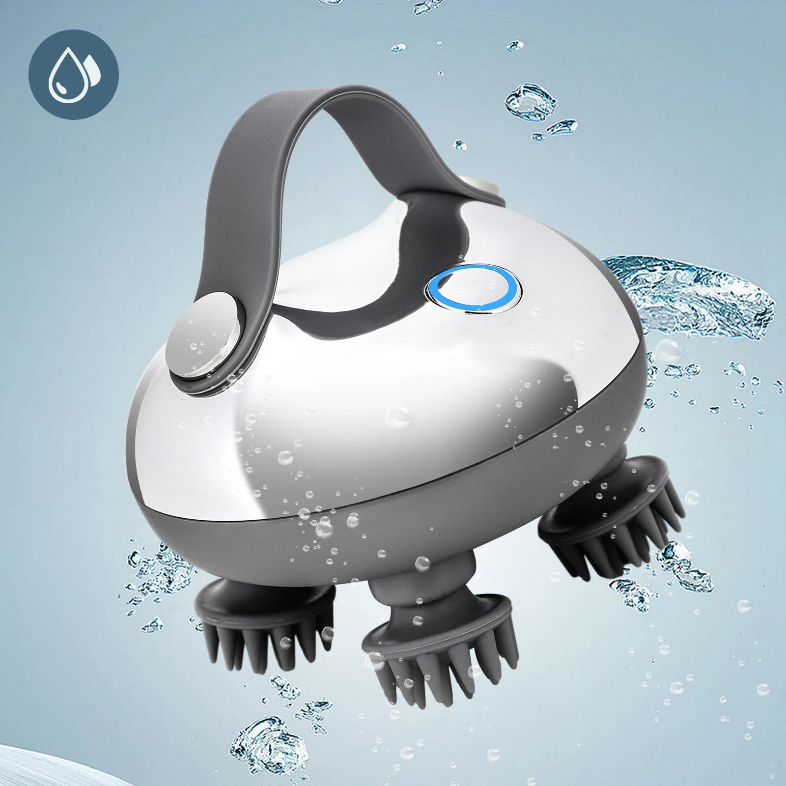 Electric Scalp Massager with 8 Silicone Massage Heads Scalp Kneading Vibrating Device IPX7 Waterproof for Body Relaxation