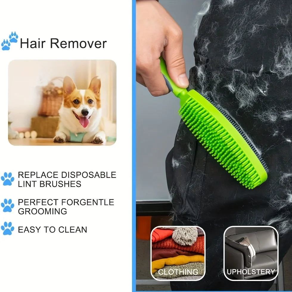 Pet Hair Remover Brush: Gentle Grooming Tool with Massage Effect for Dogs & Cats, Easy Clean Lint Brush for Clothes & Upholstery