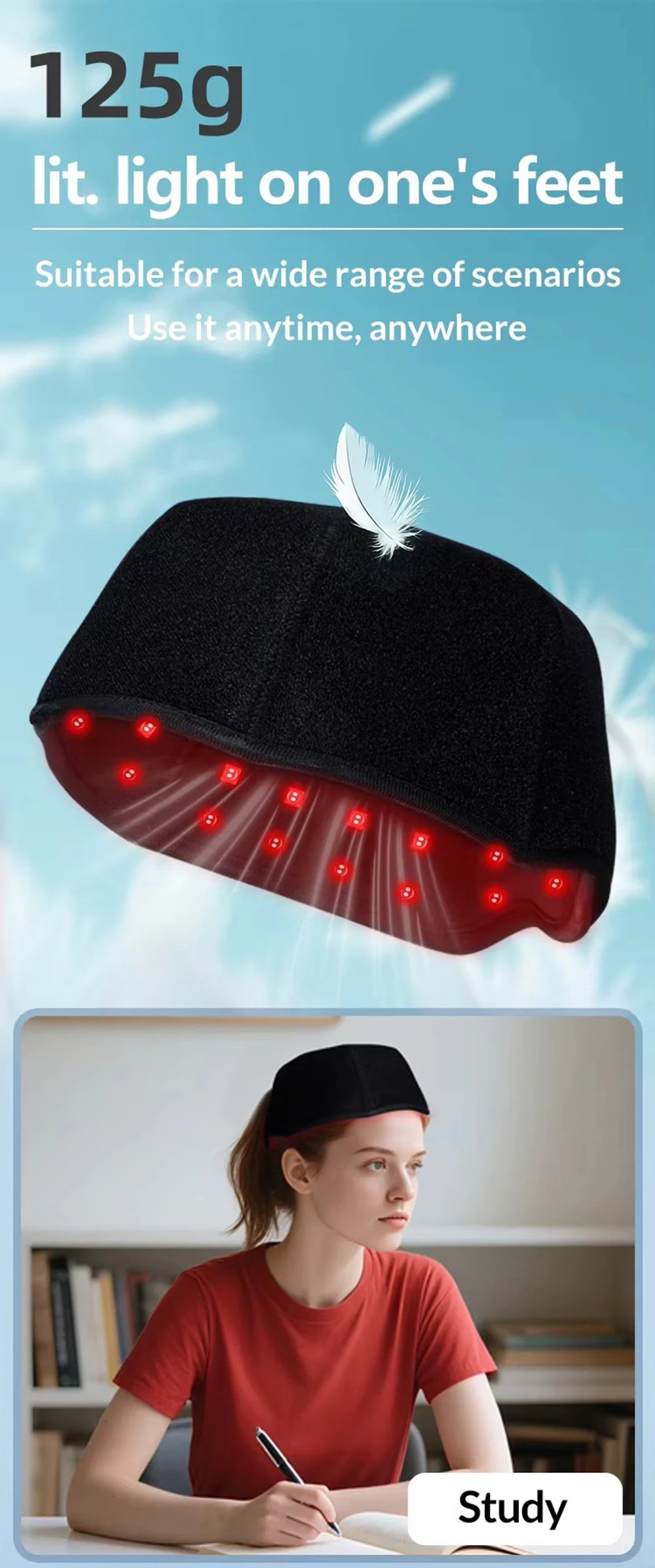 New Infrared LEDs 650nm&850nm Red Light Therapy Hair Growth Cap For Hair Regrowth Anti Hair Loss Relax Scalp Anti-inflammatory