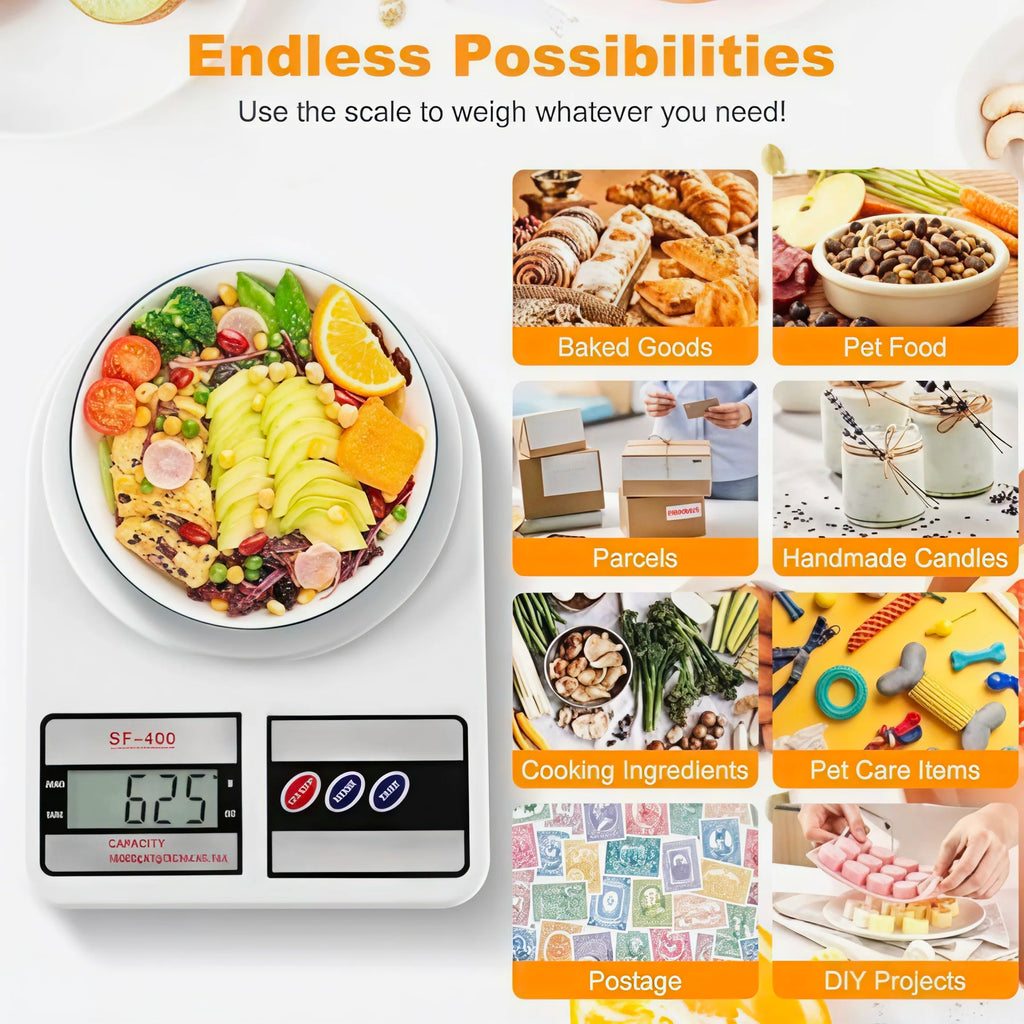 Digital Kitchen Scale 22lb/10kg Capacity, Stainless Steel Food Scale with oz/g Units | Replaceable Battery Power |