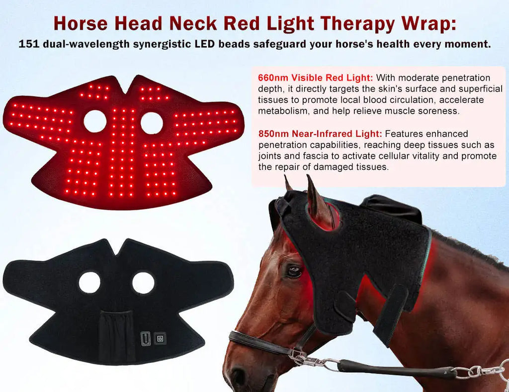 Red Light Therapy for Horses Head,Wearable Infrared Light 660&850 nm Device for Wrap Equine Head Injuries Recovery,Pain Relief