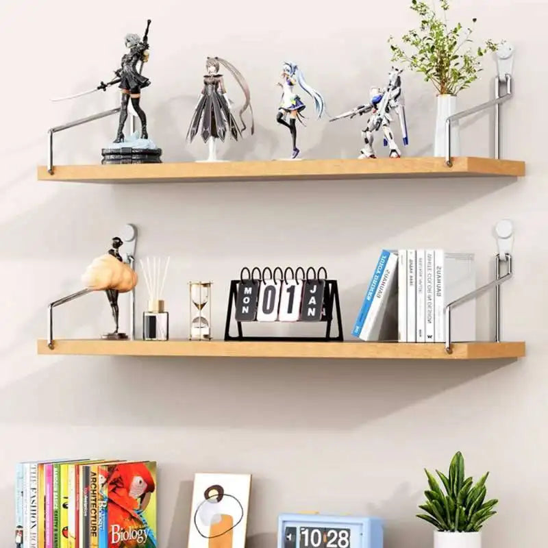Floating Shelves for Wall Bookshelves No-Punch Wall Mounted Wood Shelf for Living Room Bathroom Bedroom Kitchen Home Decor