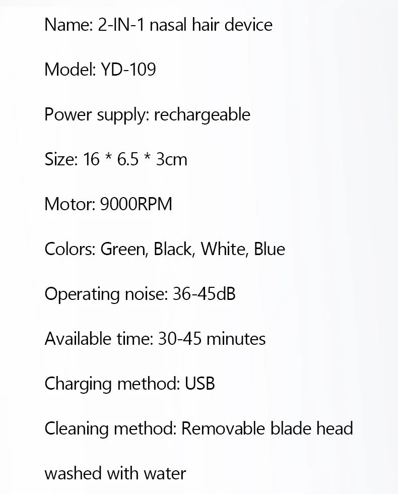 Rechargeable nose hair trimmer electric nose hair trimmer men's shaver nose hair trimmer nose hole trimming scissors