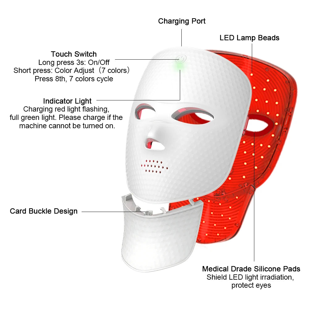 7 Colors LED Face Mask Facial LED Mask Skin Care Facial Spa Home Use Beauty Machine