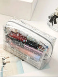 Chic Transparent Star PVC Makeup Bag - Waterproof, Large Capacity, Portable Cosmetic Organizer