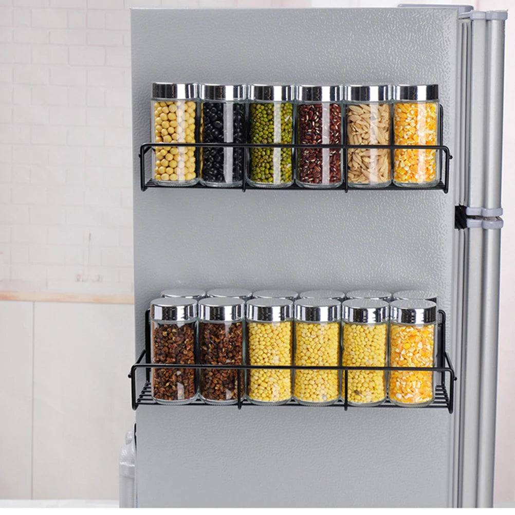 Magnetic Spice Rack For Refrigerator Magnetic Shelf 2PCS Spice Racks Organizer For Cabinet Hanging Spice Rack Wall Mount Kitchen