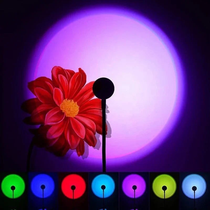 Sunset Lamp LED USB Rainbow Neon Night Light Projector Photography Wall Atmosphere Lighting for Bedroom Room Decor Gift