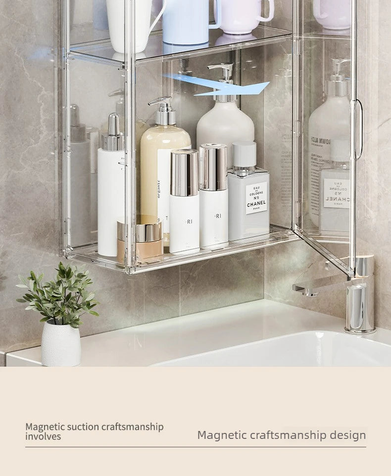 Clear Acrylic Makeup Storage Box Large Capacity Dustproof Cosmetic Organizer for Bedroom
