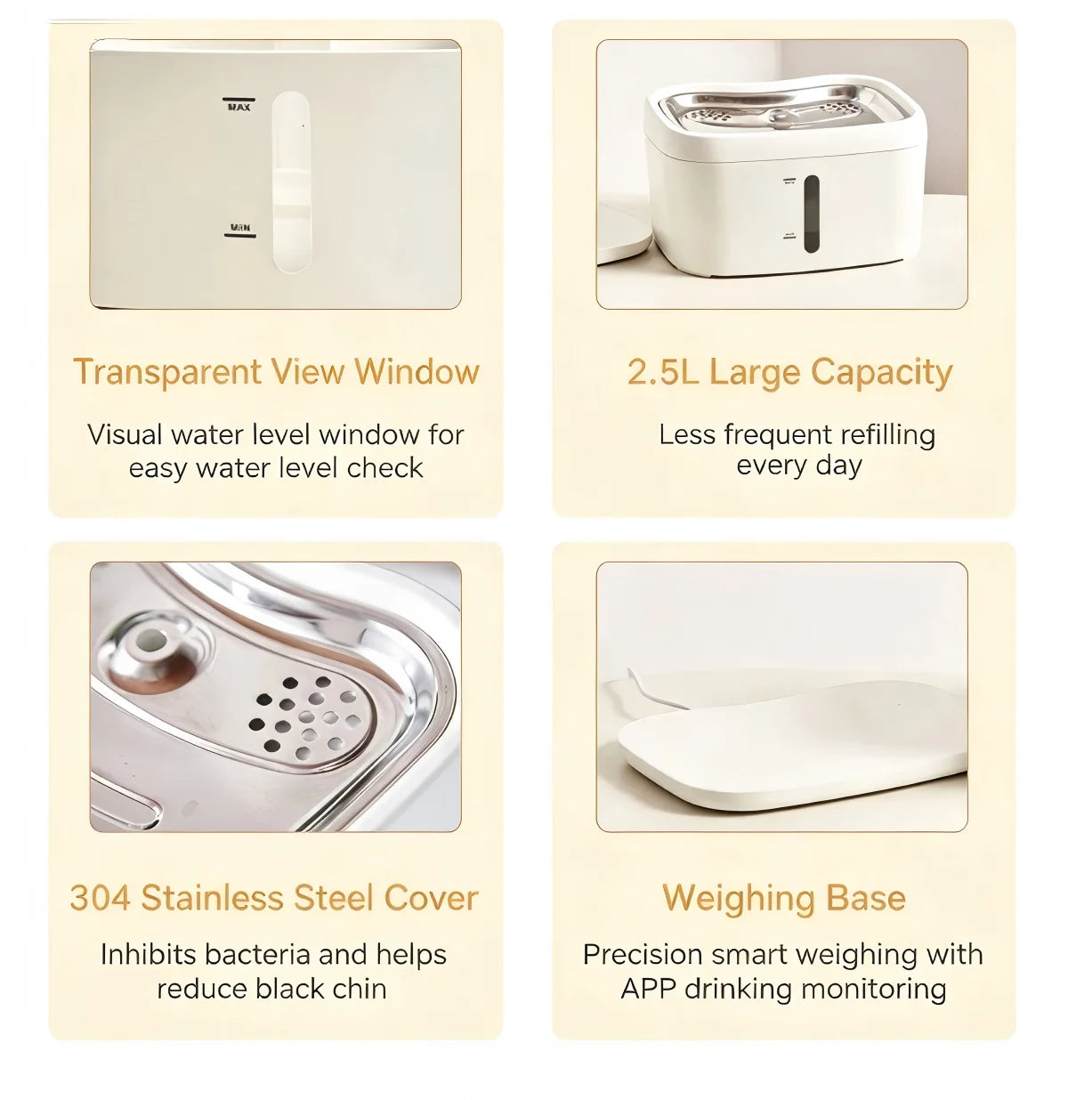 Cat Water Fountain with Auto Filter Transparent Anti-Dry Burning Recirculating Dispenser Includes Pump for Cats