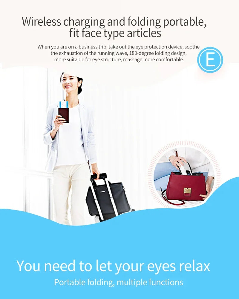 Eye Massager with Heat Vibration Eye Mask Bluetooth Music Airbag Care Device for Eye Strain Relief Dry Improve Sleep Facial
