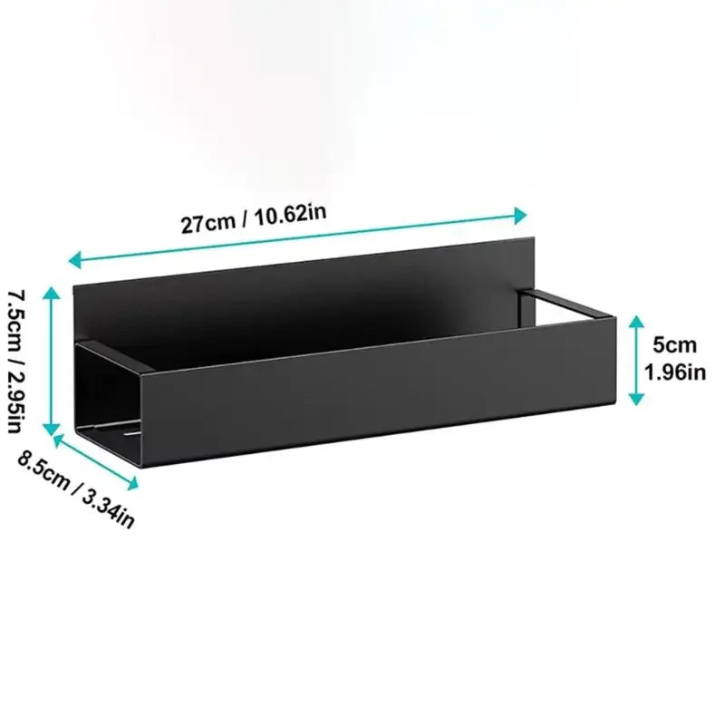 Magnetic Refrigerator Shelf Organizer Rack Strong Magnet Spice Holder Black Metal Kitchen Storage Rack No Drill