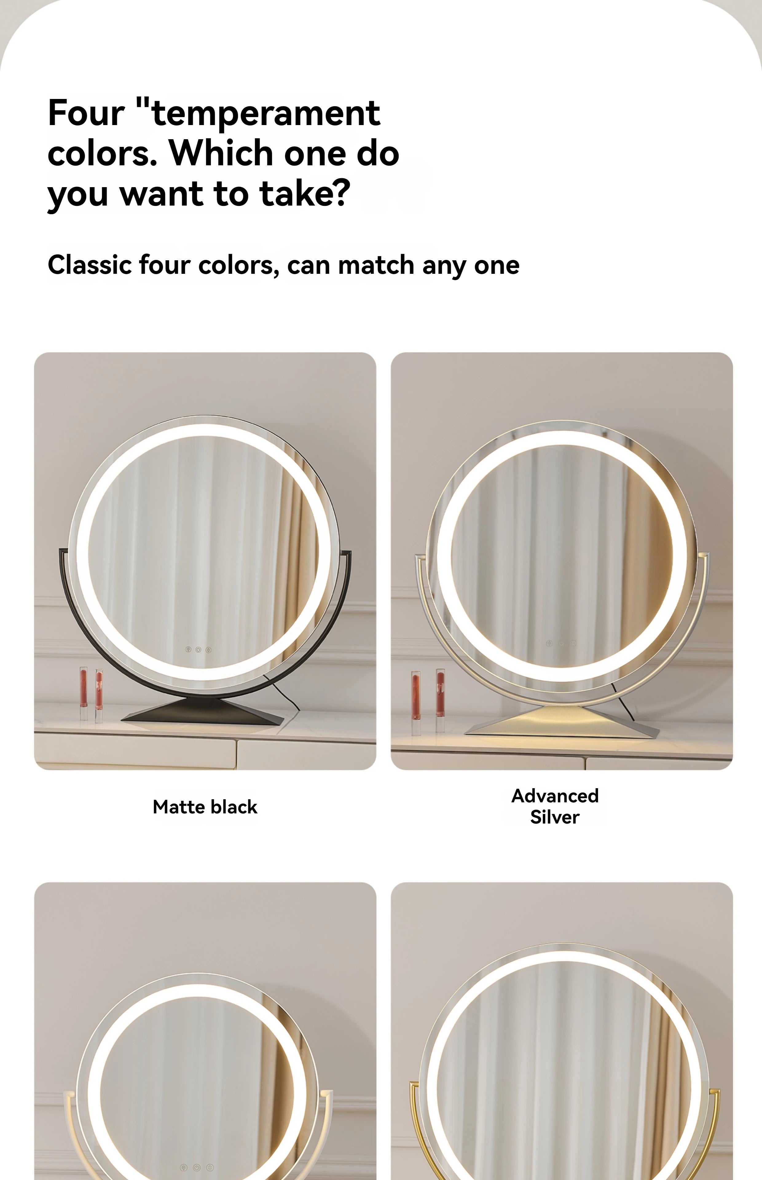 Beauty Mirror Smart Circle Internet Celebrity Bedroom Mirror Makeup Mirror Makeup Mirror Makeup Mirror Home Desktop