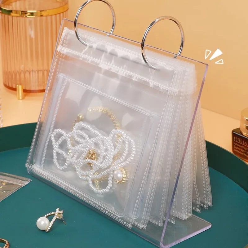 Jewelry Organizer with  Adjustable Grids - Dustproof & Anti-Oxidation Packing Bag/Display Stand for Jewelry Making Supplies
