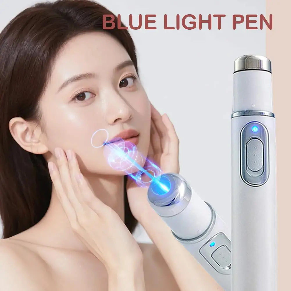 Blue Light Acne Pen Heated Eye Massager Eye Massage Instrument for Dark Circles Eye Bags Puffiness Under Eyes Beauty Pen