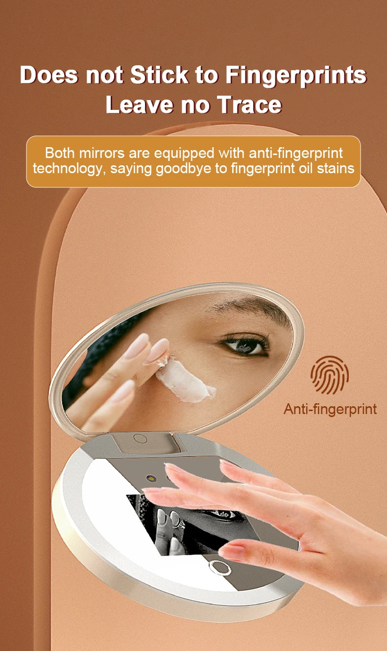 Smart Sunscreen LED Light Portable Makeup Mirror UV Camera Visual Face Sunscreen Makeup Mirrors