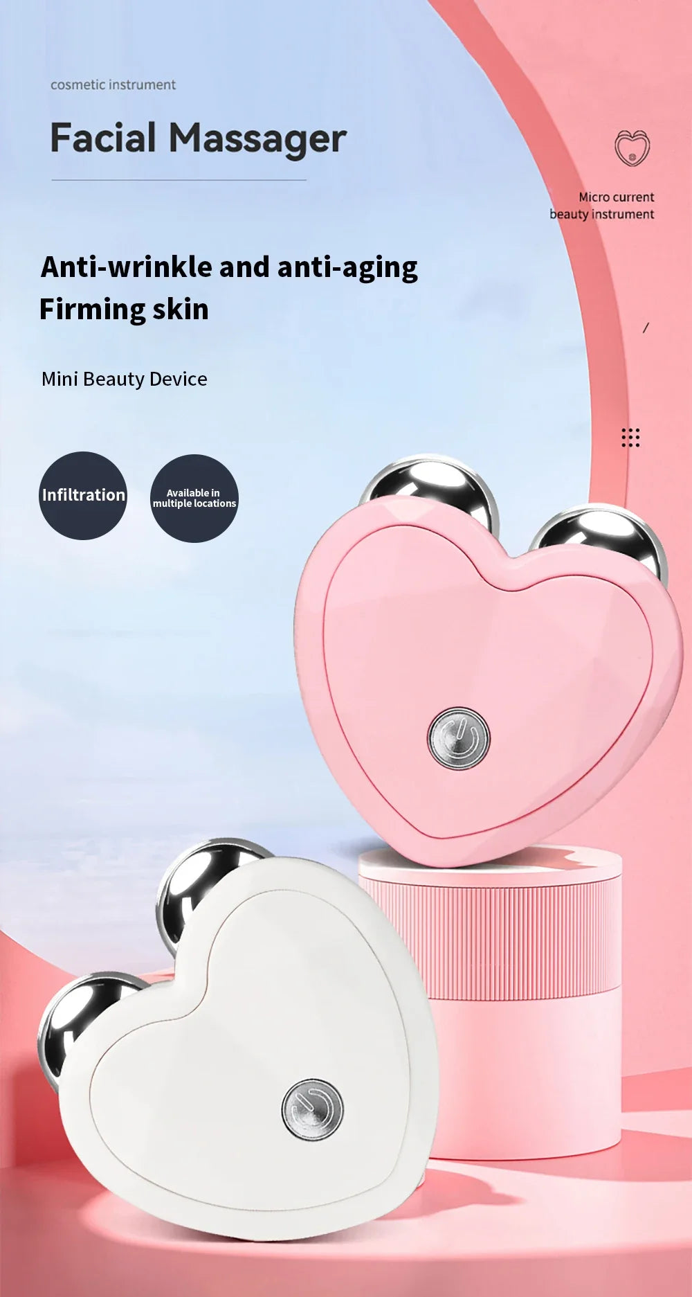 Face Lifting Machine Facial Microcurrent Roller Massager Skin Tightening Rejuvenation Anti Wrinkle Firming Vibration Beauty Care