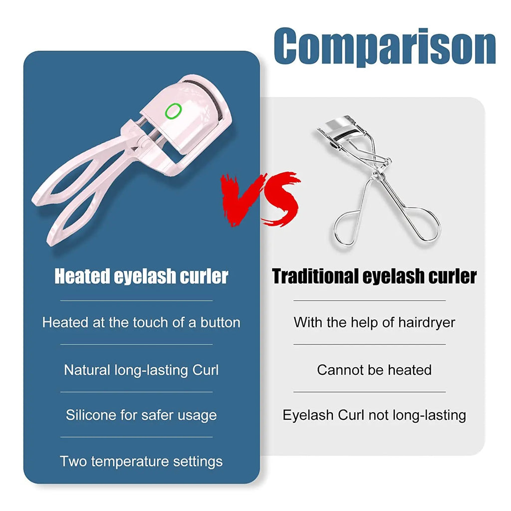 Mini Electric Heated Eyelash Curler USB Rechargeable Styling Eyelash Long Lasting Natural Eyelash Curl Beauty & Makeup Tools