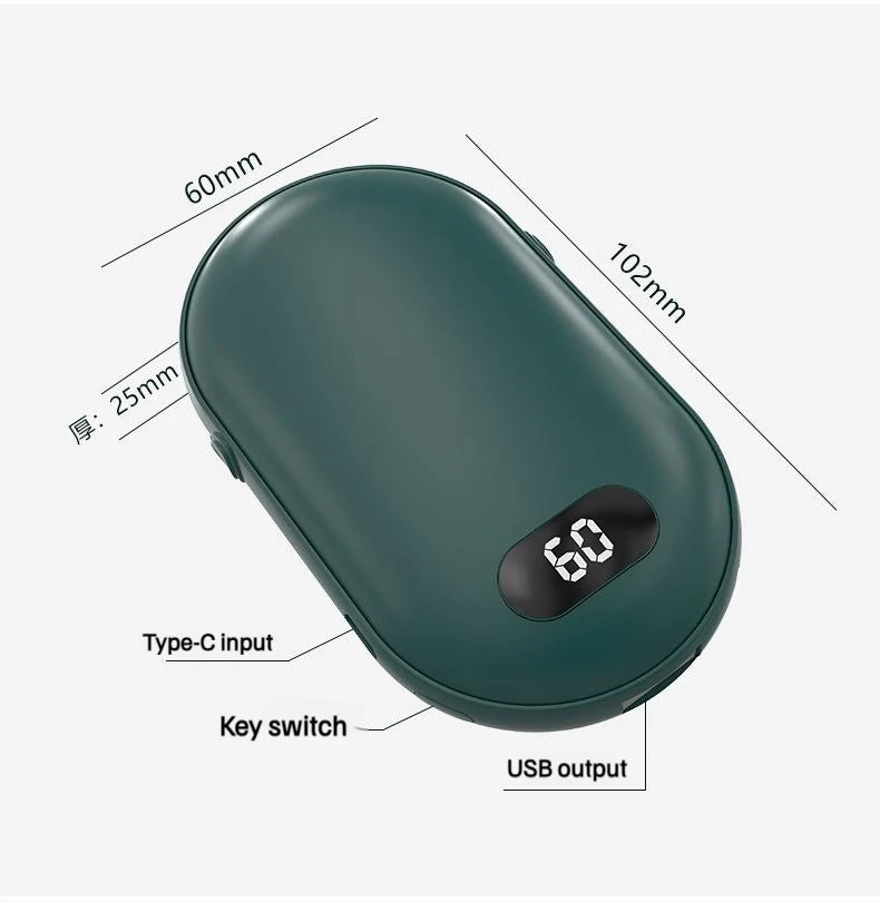 USB Rechargeable Hand Warmer Power Bank 2-in-1 Mini Electric Heater High-Capacity Pocket Warmer Winter Gift for Cold Weather