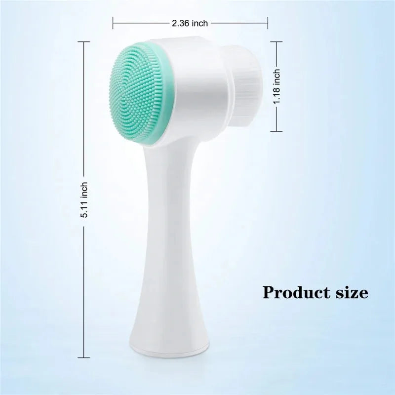 Double Sided Facial Cleansing Brush Manual Face Wash Brush Soft Bristles Silicone Exfoliator Deep Pore Cleaning Blackhead Remove