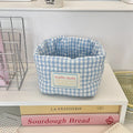Grid Heart-Shaped Pattern Storage Baskets, Foldable Open Bucket-Shaped Storage Baskets, Multi-Scenario Storage Baskets