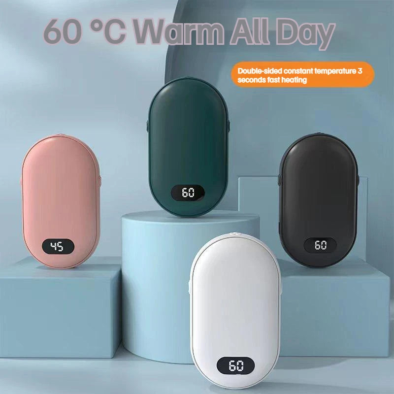 USB Rechargeable Hand Warmer Power Bank 2-in-1 Mini Electric Heater High-Capacity Pocket Warmer Winter Gift for Cold Weather