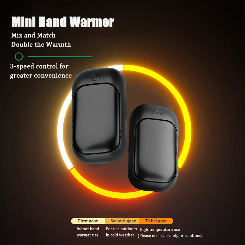 Magnetic rechargeable hand warmer 2-piece set, fast heating, 3-speed adjustment, portable hand warmer ﻿