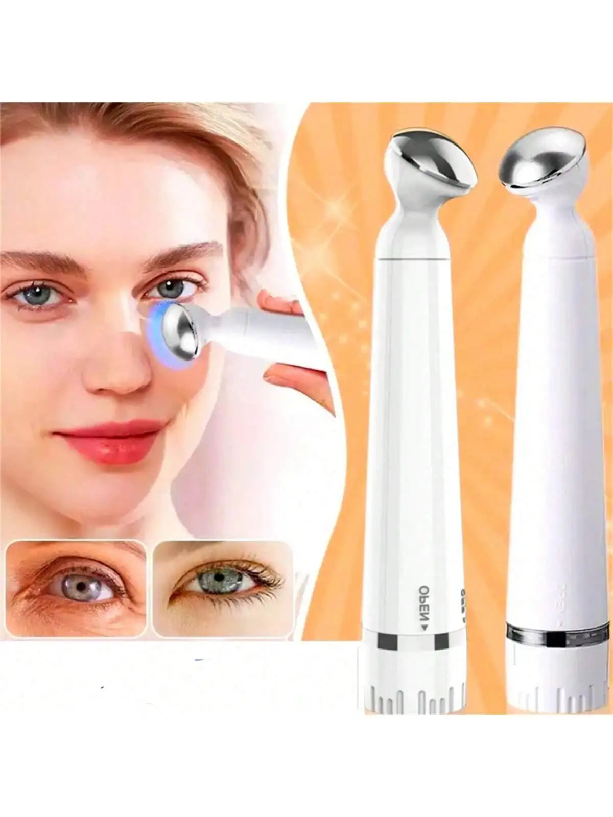 Mini Electric Vibration Eye Massager Wrinkle Dark Circle Pen Removal Rejuvenation Eye Massager Battery-powered (Without Bat)