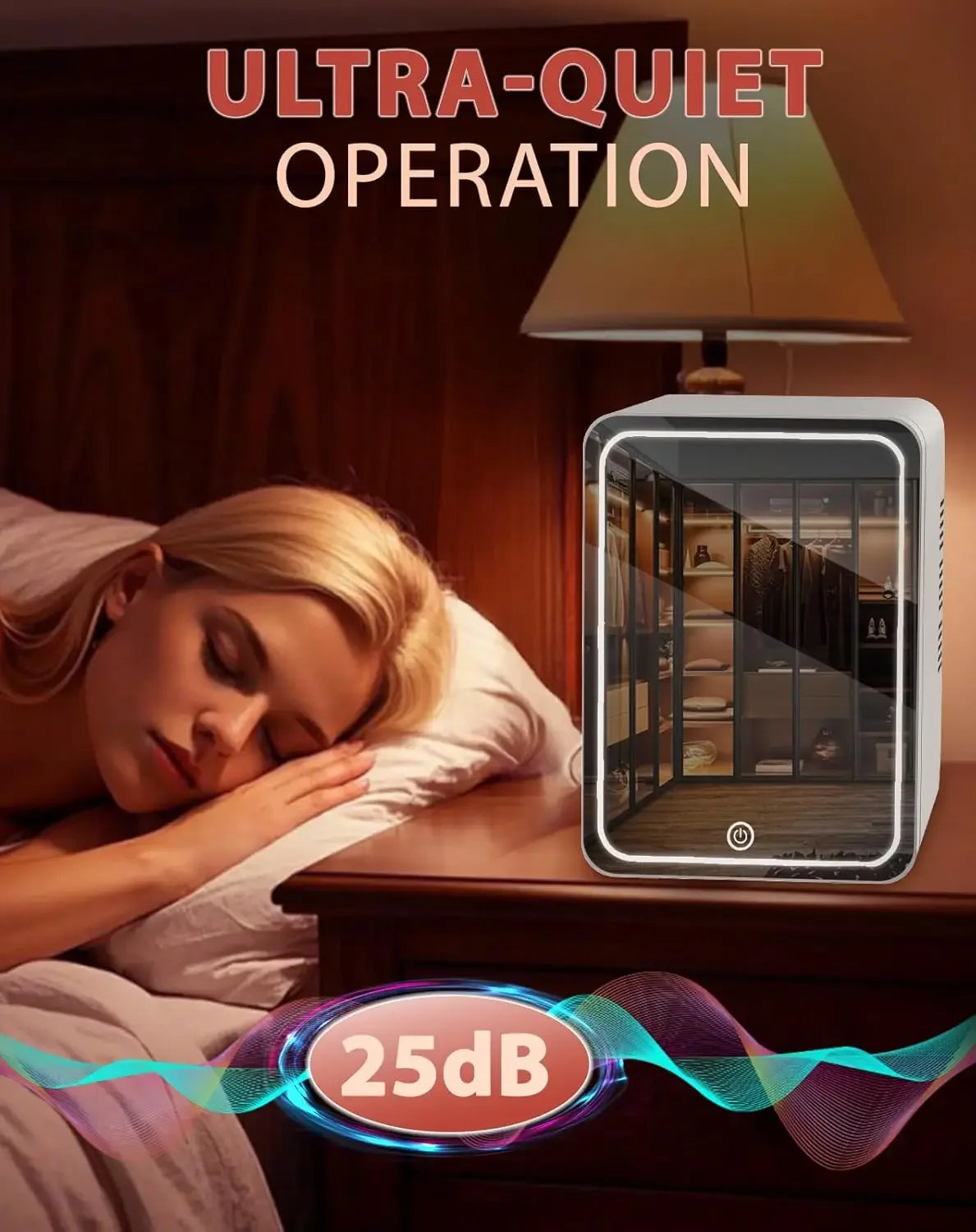Skincare Fridge with Dimmable LED Light Mirror, 4L Makeup Mini Fridge for Bedroom, Car